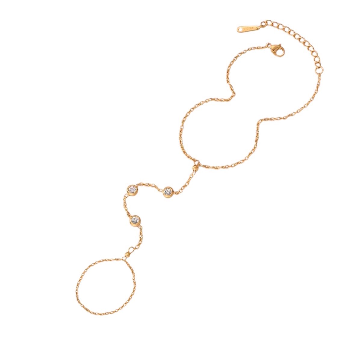 Hand Chain Armband - Ella Gold | 18 + 3 cm | Stainless Steel | Fashion Favorite