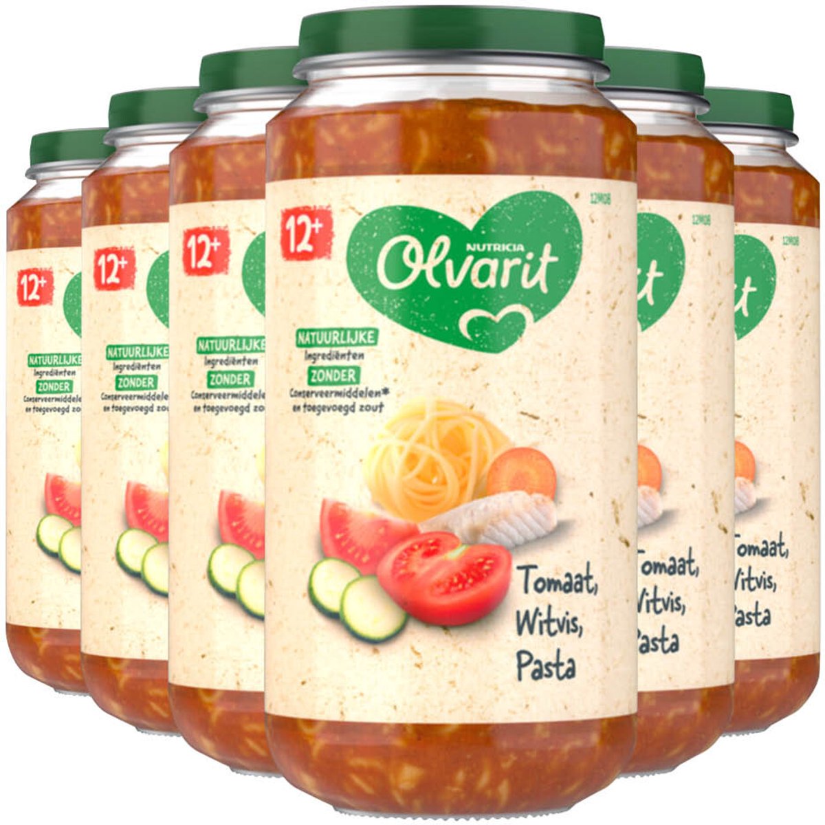 Bol.com Olvarit Maaltijd 12+m Tomaat Witvis Pasta 250 gr - 6x 250 gr - Voordeelverpakking aanbieding