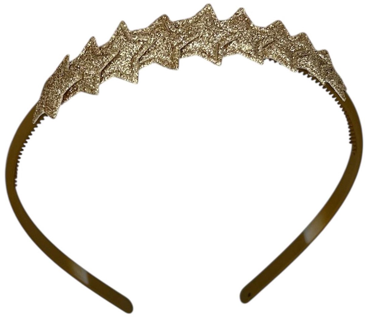 Diadeem met sterretjes - kerstcollectie - glimmend - ster - khaki diadeem - lichtgoud