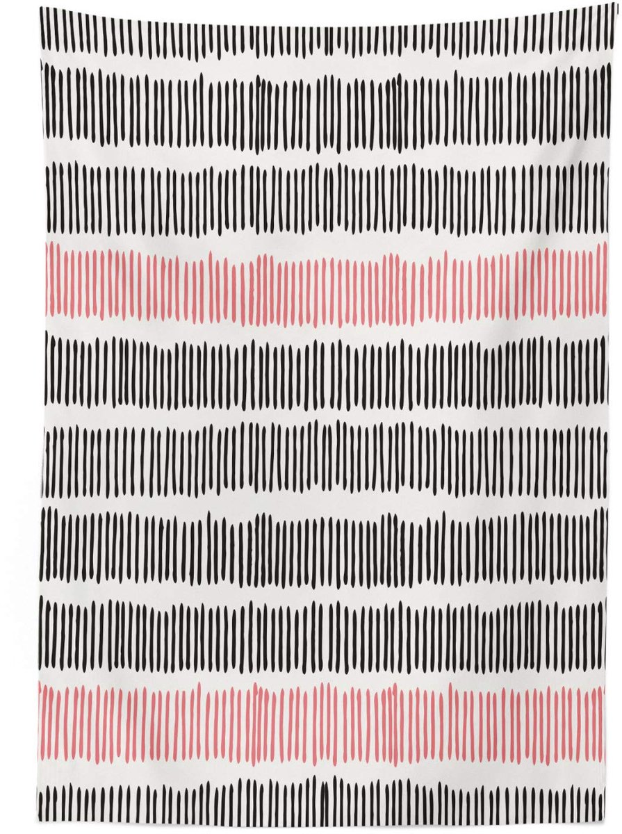 ABAKUHAUS Abstrakt Tafelkleed – 140x240 cm – Satijn – Binnen/Buiten – Wit Zwart