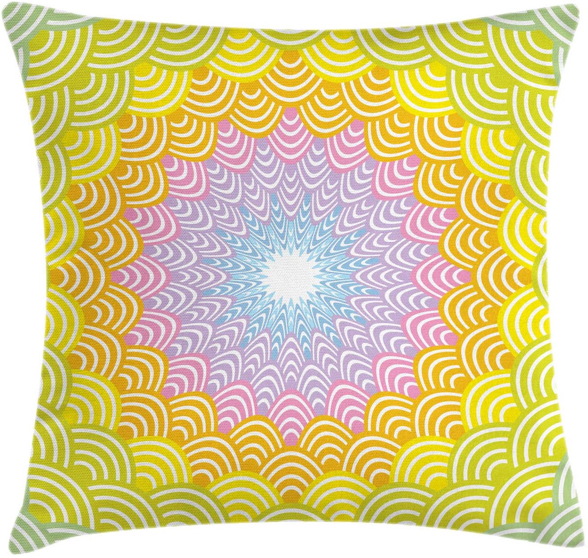 ABAKUHAUS Kussenhoes – vischubbenpatroon, ronde krans, veelkleurig, 45x45 cm Multicolor