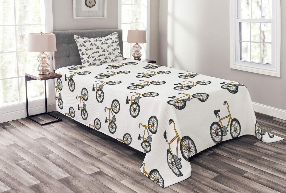 ABAKUHAUS bed_17797_twin_de – Dagdeken Set – 170x220 cm – Mosterdgeel/zwart