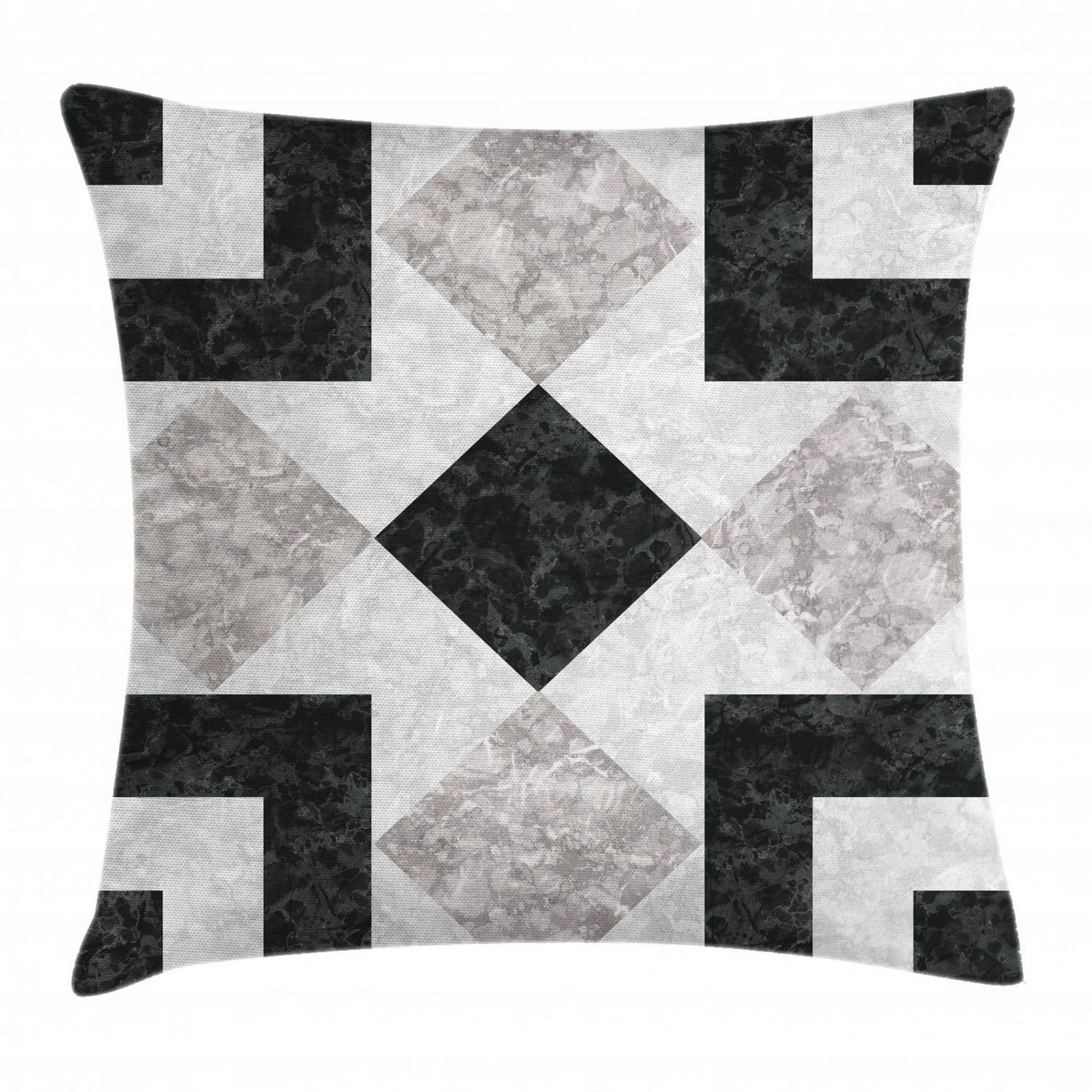 ABAKUHAUS Marmeren kussenhoes – 50x50 cm – Dubbelzijdig bedrukt, wasbaar Schwarz
