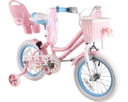 Daisy Kinderfiets voor Meisjes van 2-7 Jaar - Prinses Fietsen met Poppenfietszadel, Trainingswielen, Mand en Streamers