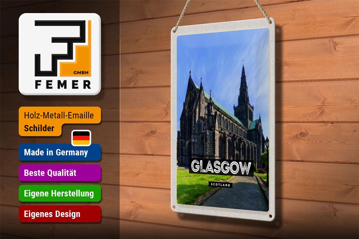 Blechschild Reise 20x30cm Glasgow Scotland Schloss