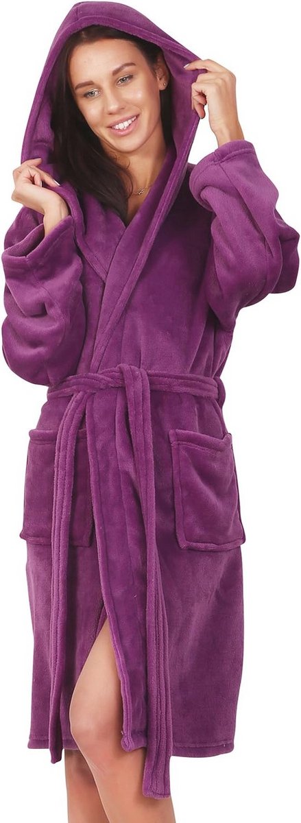 Hooded Microfibre Bathrobe for Ladies and Men - Warm, Soft and Comfortable Dressing Gown in Various Sizes