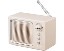 Machine à bruit White - Mini enceinte Bluetooth sans fil rétro 5 W avec son Wit , appels mains libres, lecteur de musique HiFi, lecteur de carte TF, radio FM, beige