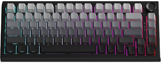 Mechanisch gamingtoetsenbord met 83 toetsen, RGB-achtergrondverlichting, drie modi, hot-swappable (zwart/grijs)