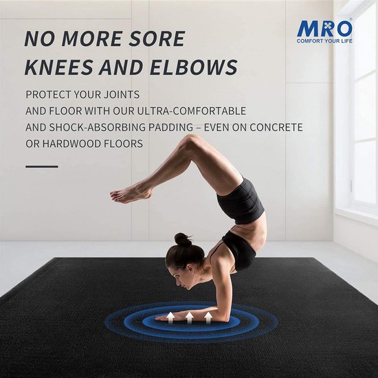 MRO Grote yogamat - 6 'x 4' x 9 mm extra dik, ultra comfortabel, niet-toxisch, antislip, blote voeten oefenmat — afbeelding 2
