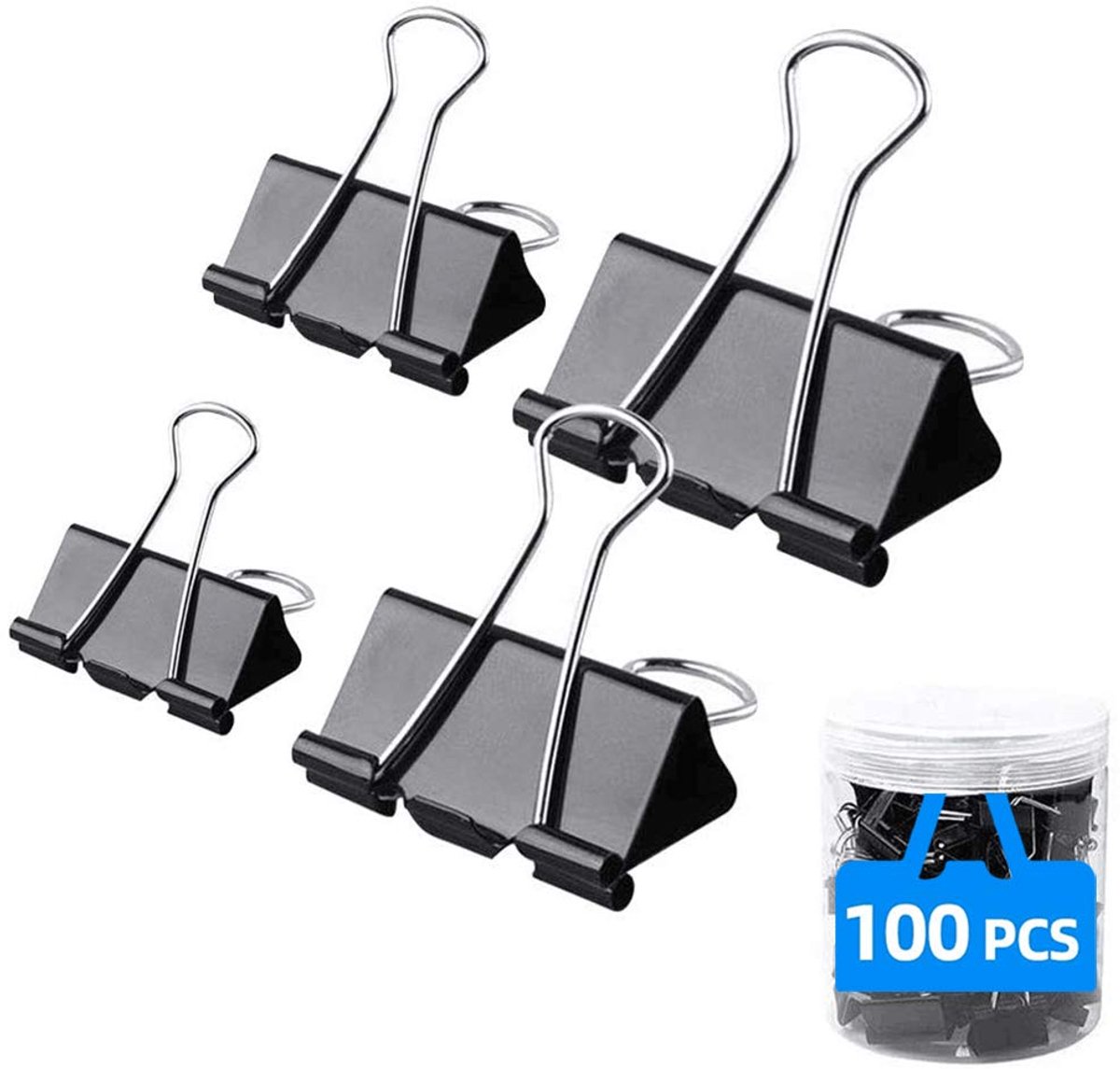 IMPERATORIS® Papierklemmen - Foldback Clips - Documentklemmen - Fold back Klemmen - Perfect voor kantoor en scholen - 100 Stuks