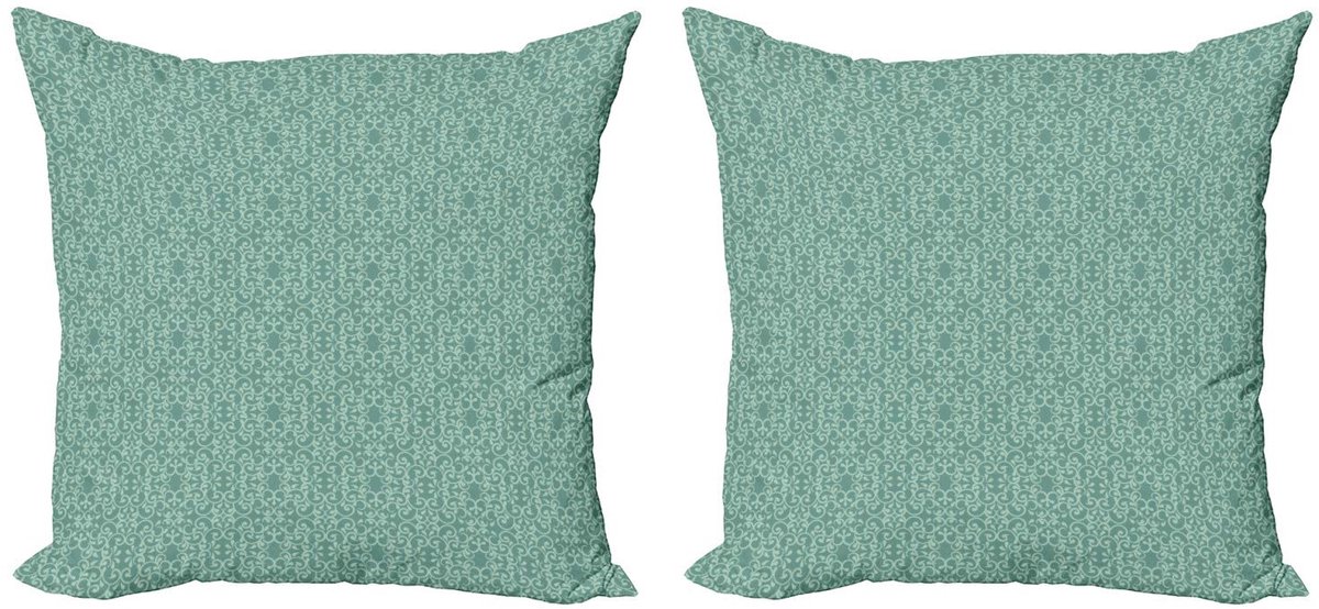 ABAKUHAUS Kussenhoes Set – 2x50x50 cm – Turkoois Zeeschaal – Dubbelzijdig Turquoise Seafoam