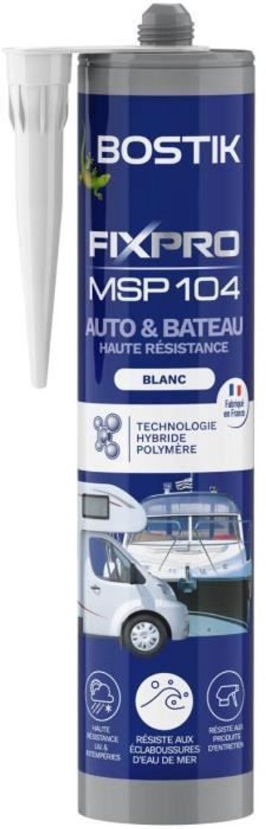 Auto-/scheepskit - BOSTIK - Fixpro MSP 104 - Lijm en kit - Weer- en zeewaterbestendig - Wit - 290 ml