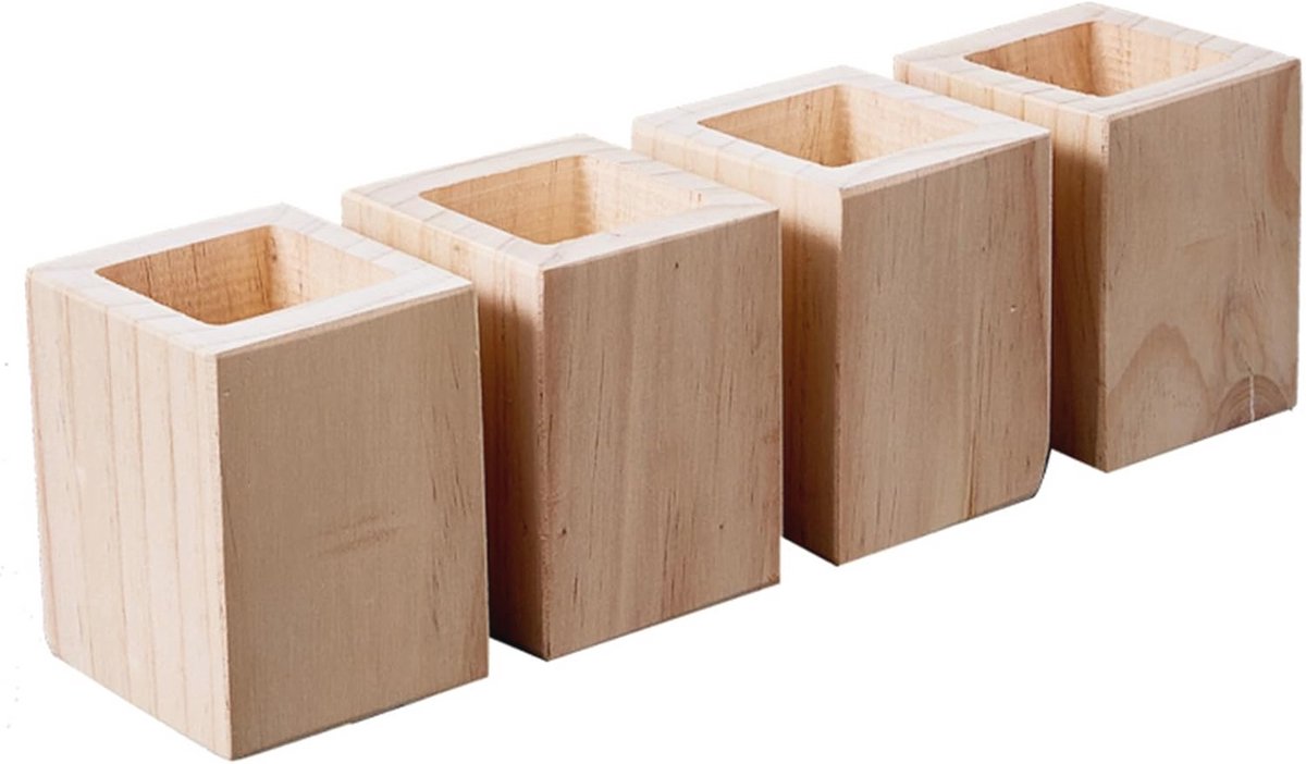 Houten Meubelverhogers - 4 Stuks Vierkante Tafelliften voor Ideale Hoogte