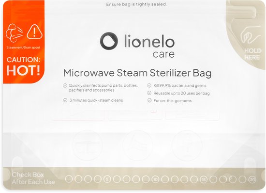 Lionelo Thermbag - Magnetron-Sterilisatiezakjes 8 stuks - 90 sec sterilisatie - Herbruikbaar tot 20× - BPA-vrij & hittebestendig - Voor flesjes, fopspenen & borstkolfontdelen - Reisvriendelijk van Merkloos — afbeelding 2