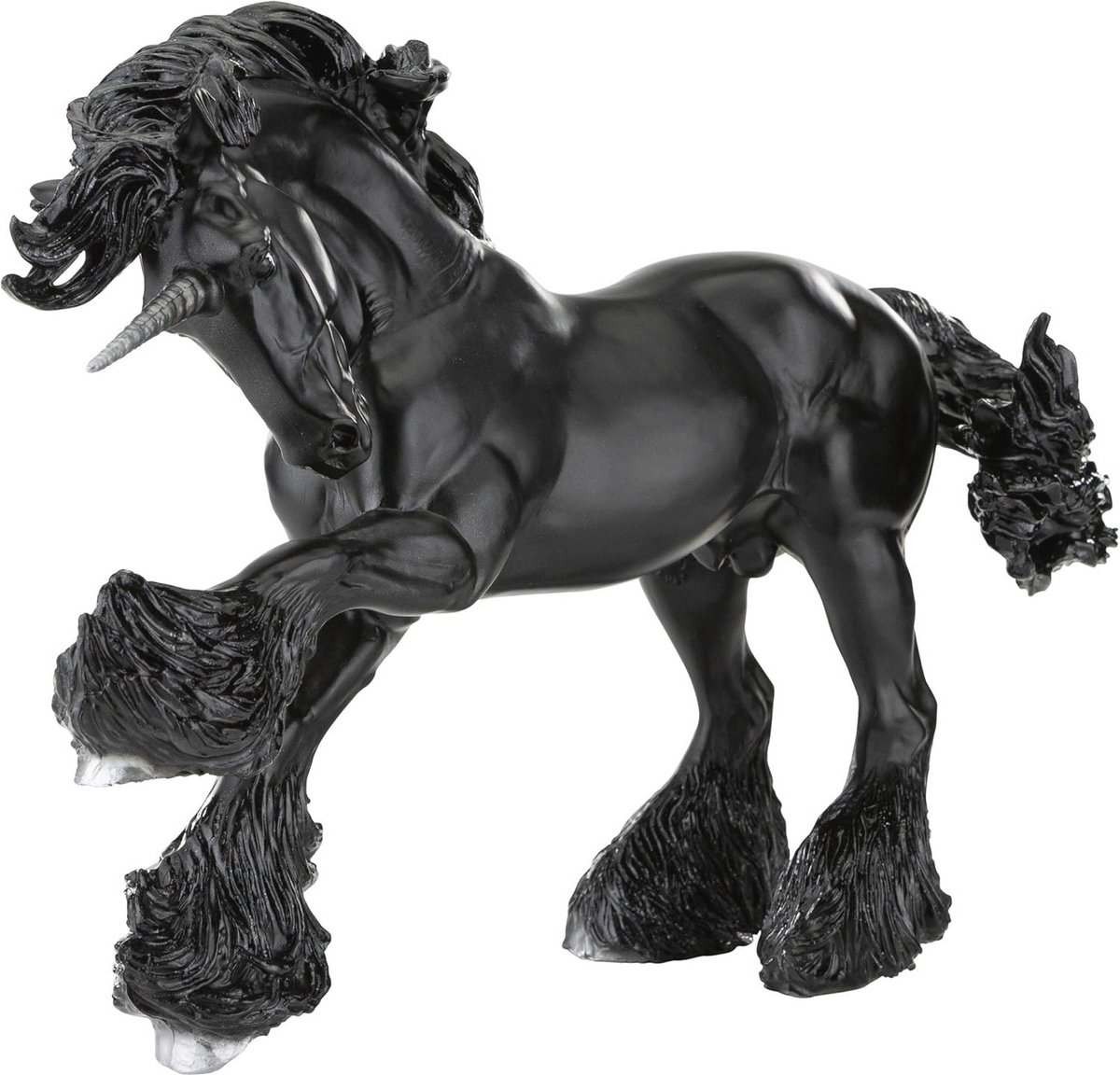 Nachtzwarte Eenhoorn Paardenspeelgoed | Schaal 1:9