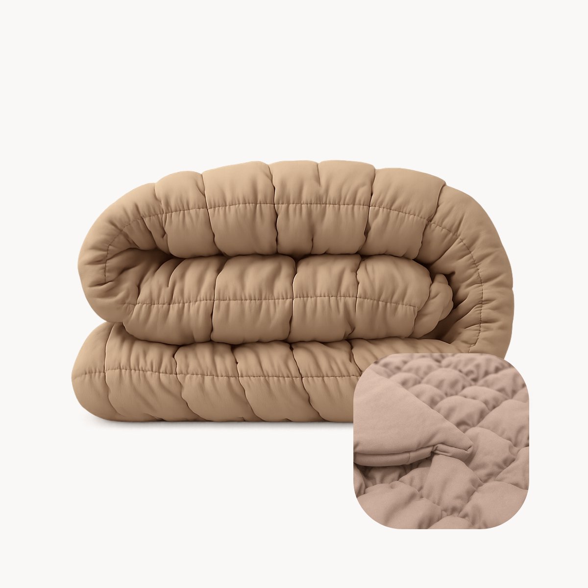 HappyBed Dekbed zonder overtrek 140x200 - Bedrukt dekbed zonder hoes - Hoesloos Dekbed met Print - Wasbaar All year Eenpersoonsdekbed - Taupe