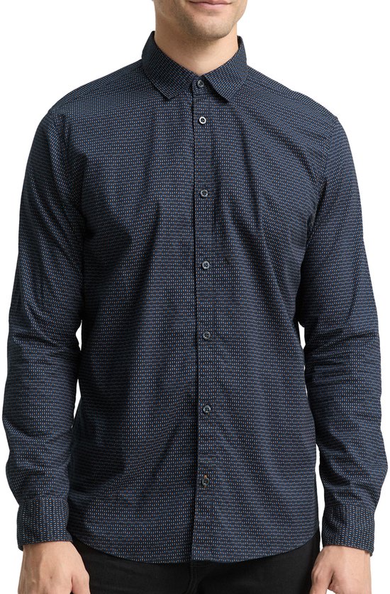 Tom Tailor - Chemise manches longues - Hommes - 3XL - Blauw - Katoen - 1048444