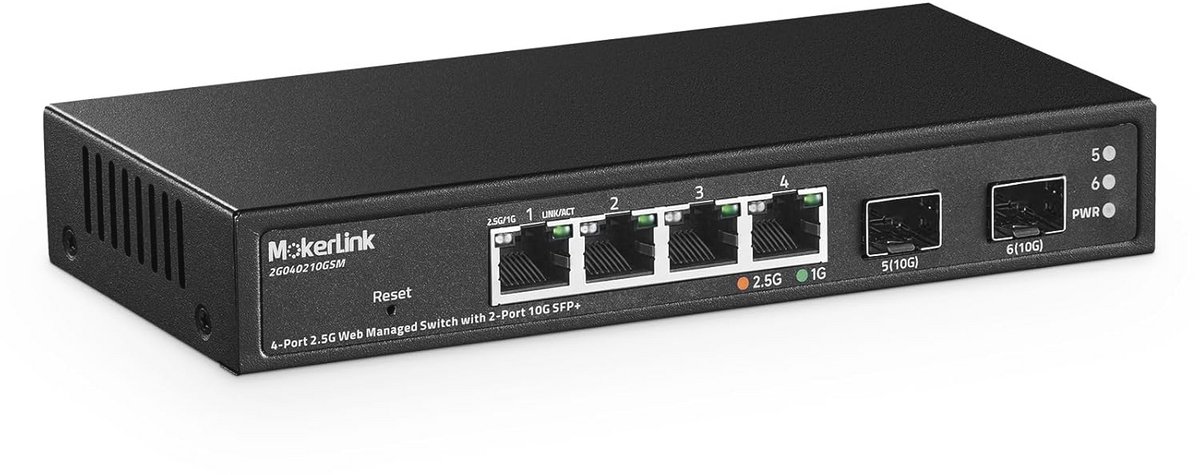 4-poorts 2.5G beheerde switch met 10G SFP+ slot - Compacte metalloos fanless netwerk switch