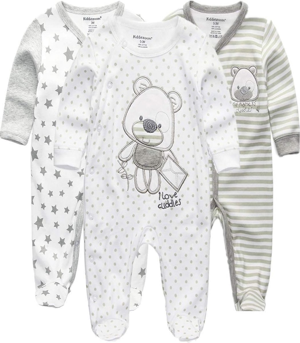 Pasgeboren Baby Rompertje Lange Mouw Snug Fit Katoenen Pyjama Eendelig Slaappakje