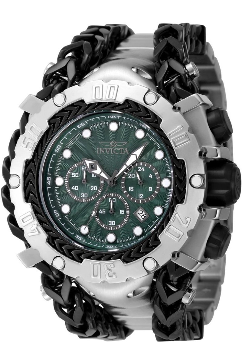 Invicta Gladiator 48186 Heren Horloge - Waterdicht - Analoog - Quartz Uurwerk - Roestvrij Staal met groene Wijzerplaat - 58mm