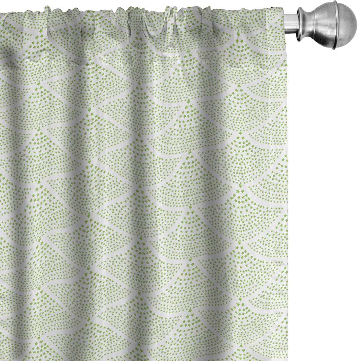 ABAKUHAUS Gordijnen met visschubbenpatroon – 2x75x175 cm – appelgroen/wit – microvezel Apfelgrün