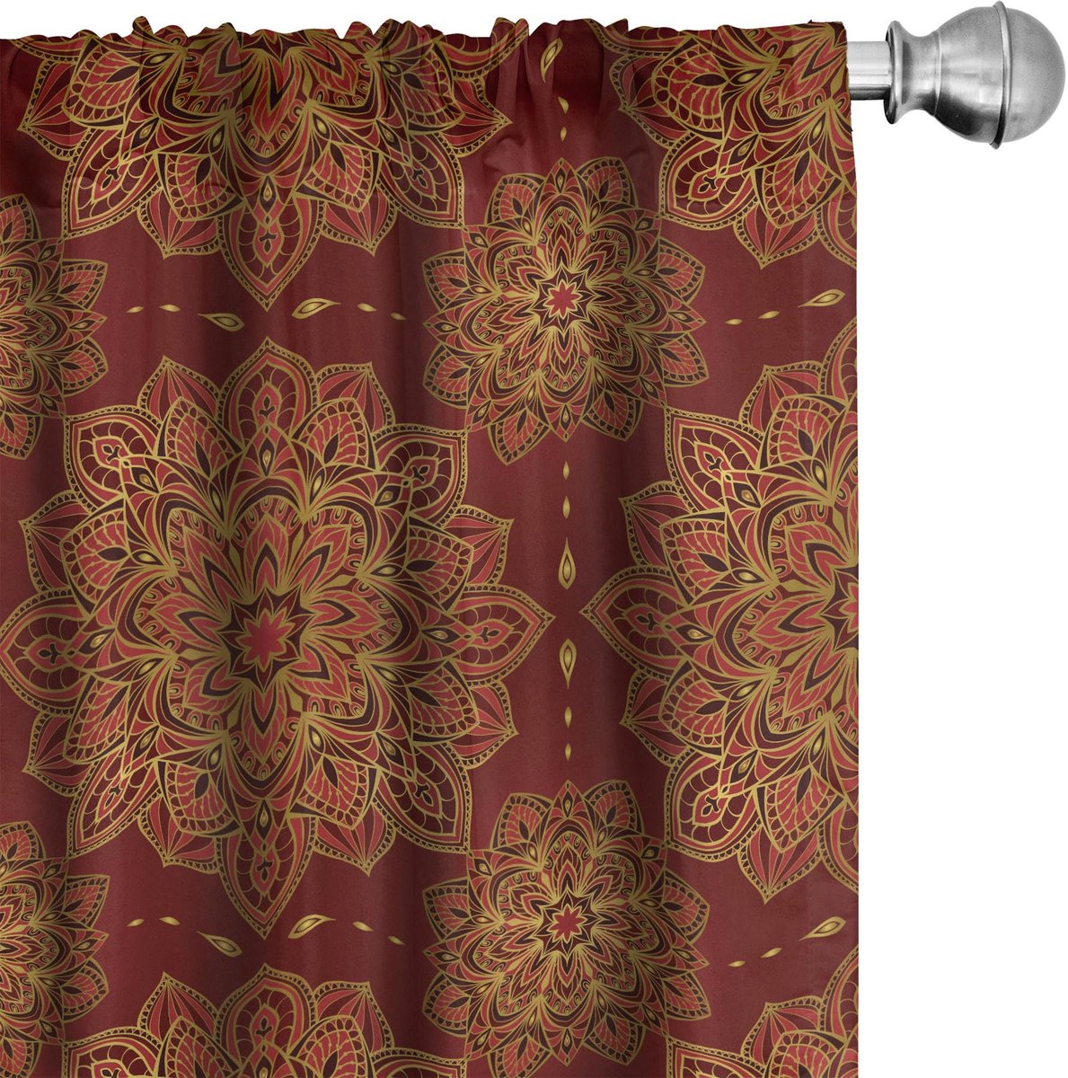 ABAKUHAUS Mandala – Gordijnen 2x75x245 cm – Microvezel – Rode Aarde Geel Rood Aarde Geel