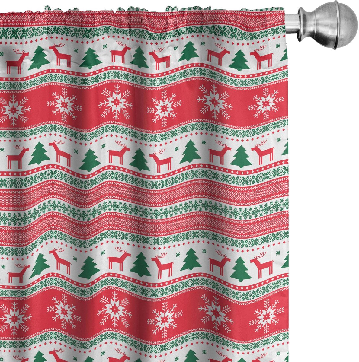 ABAKUHAUS Gordijnen 2-delige set 75×175 cm – Vermiljoen Groen Wit – Halfdonker Vermilion