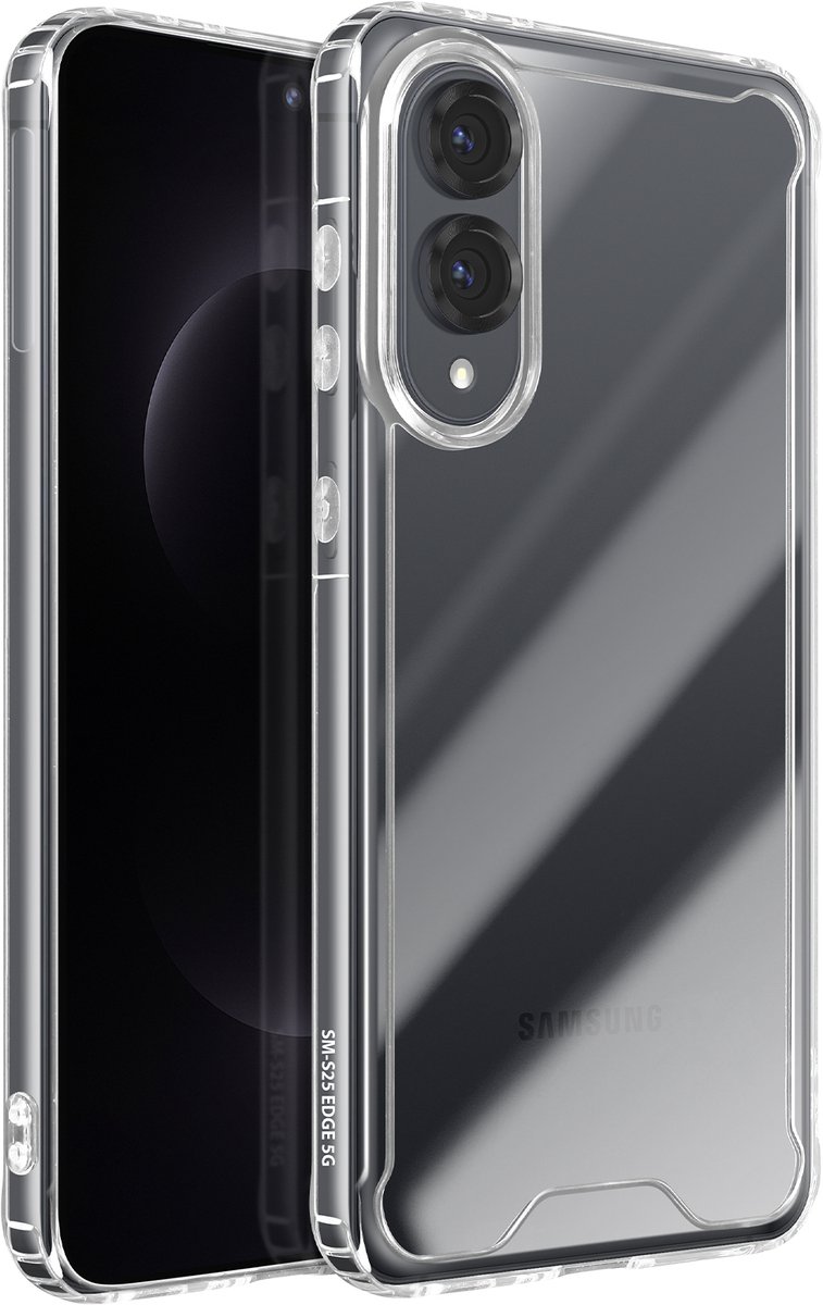 Avizar Hoesje Geschikt voor Samsung Galaxy S25 Edge verstevigde hoeken, Transparant