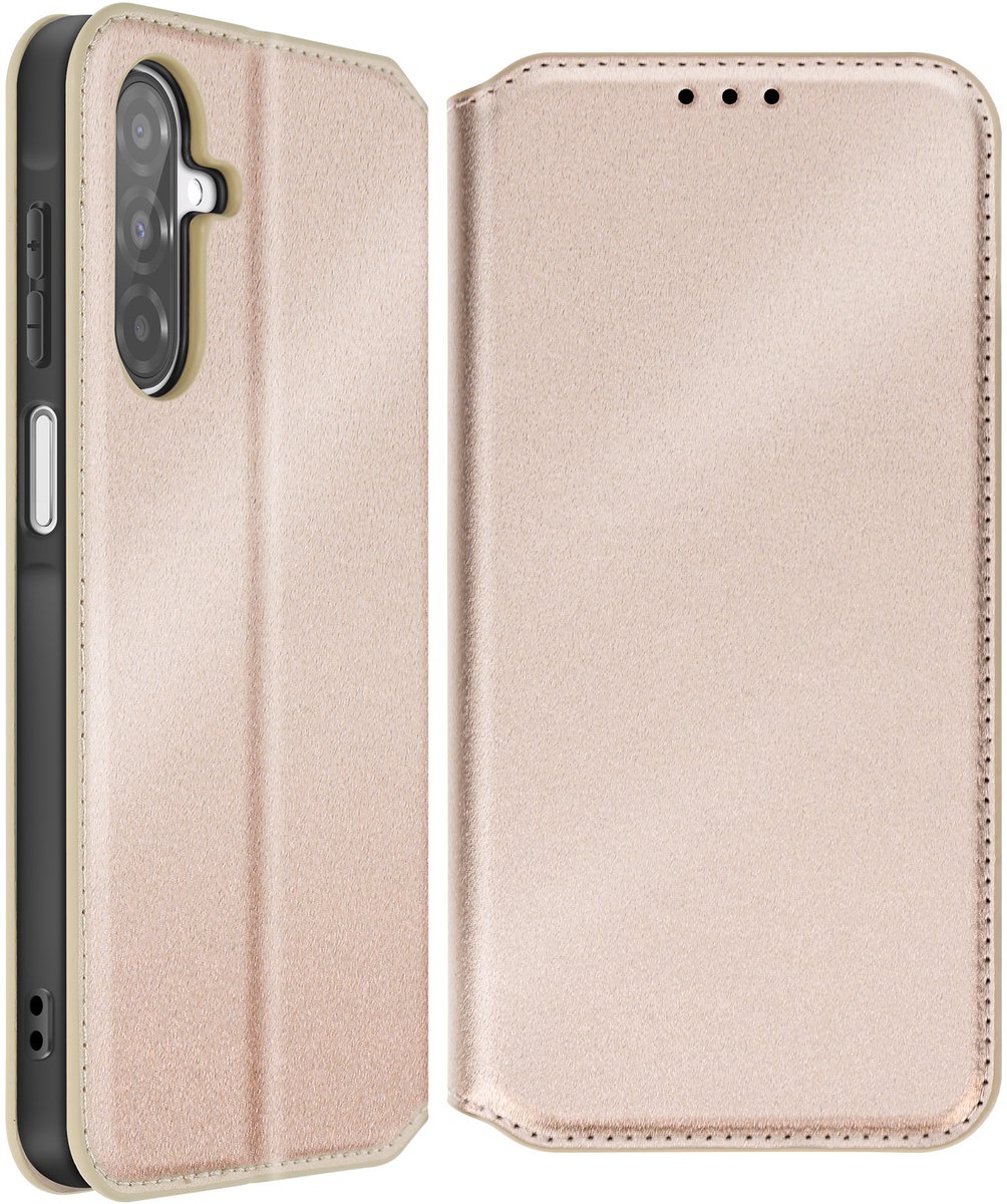 Avizar Hoesje Geschikt voor Samsung Galaxy A26 Clamshell Kaarthouder en Videohouder, Goud