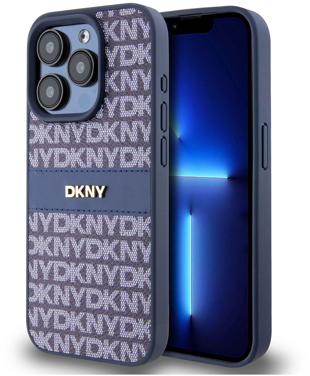 DKNY Textured Tonal Stripe Back Case - Geschikt voor Apple iPhone 15 Pro Max (6.7") - Blauw