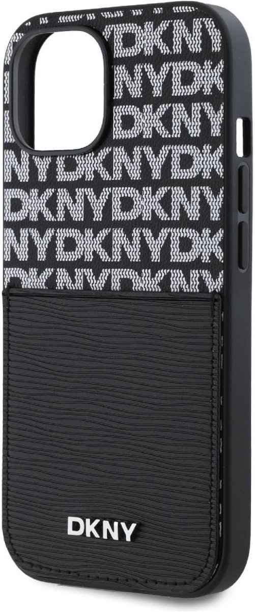 DKNY, Backcover Geschikt voor Apple iPhone 15 met kaarthoesje, Zwart