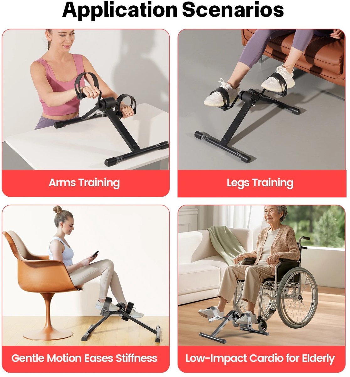 Sensova Stoelfiets - Stille Mini Hometrainer - Pedaltrainer - afbeelding 2