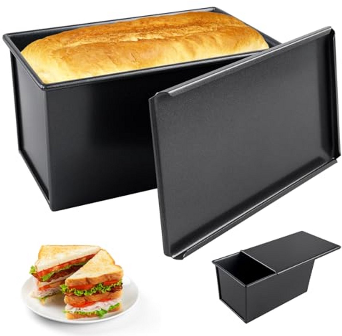 Rectangular Bread Baking Mould with Lid, Non-Stick, 22.9 x 12.2 x 11 cm