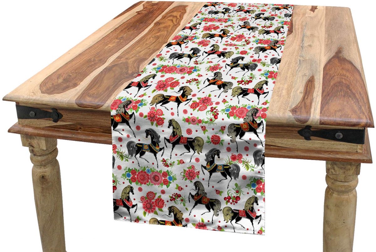 ABAKUHAUS – Tafelloper met Paardenmotief – 40x180 cm – Multicolor