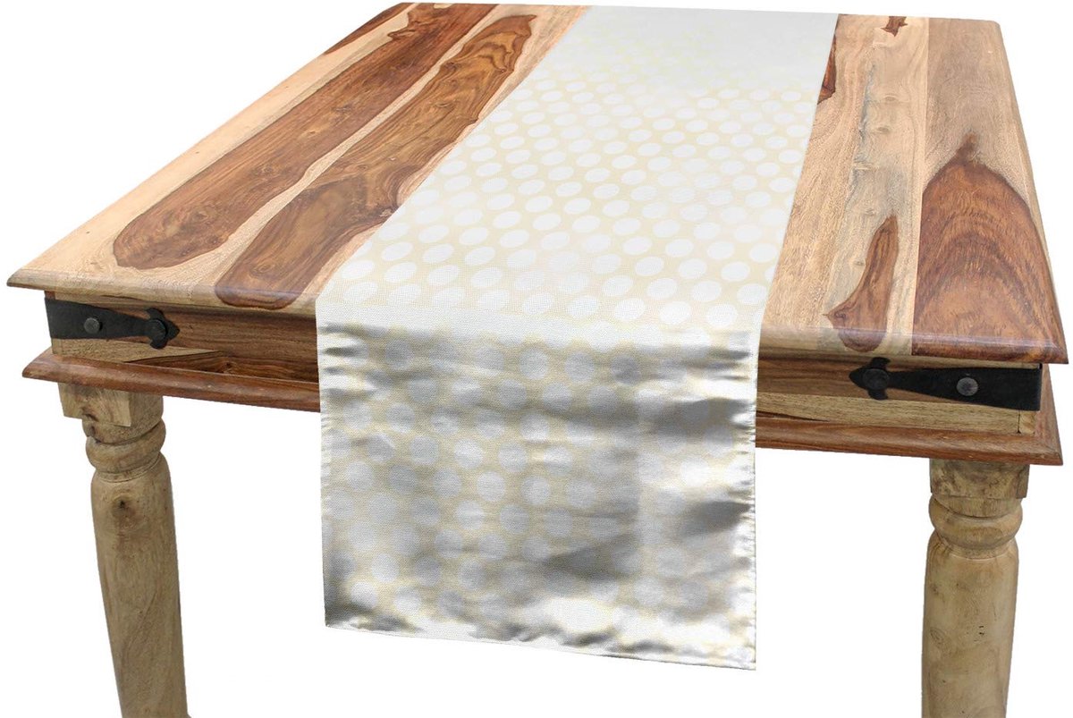ABAKUHAUS ivoorkleurige tafelloper – 40x225 cm – beige/wit, polyester