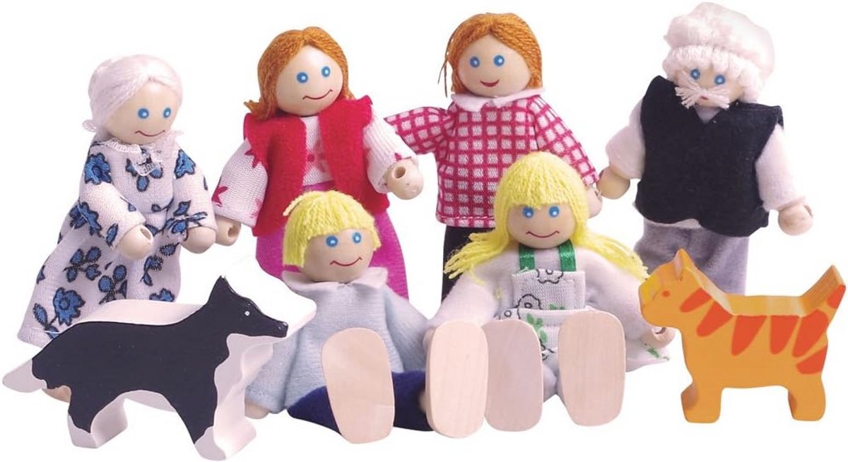 Houten Poppenhuis Familie met Cijfers - Speeltoestel voor Creatieve Kinderen