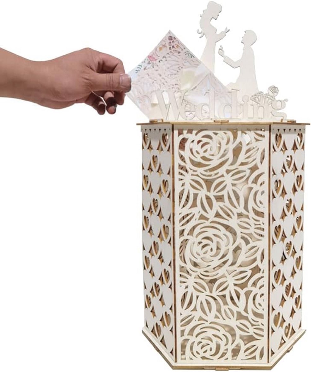 Houten Bruiloftskaartbox - Cadeaukaartenbox voor Bruiloft en Verlovingsfeest
