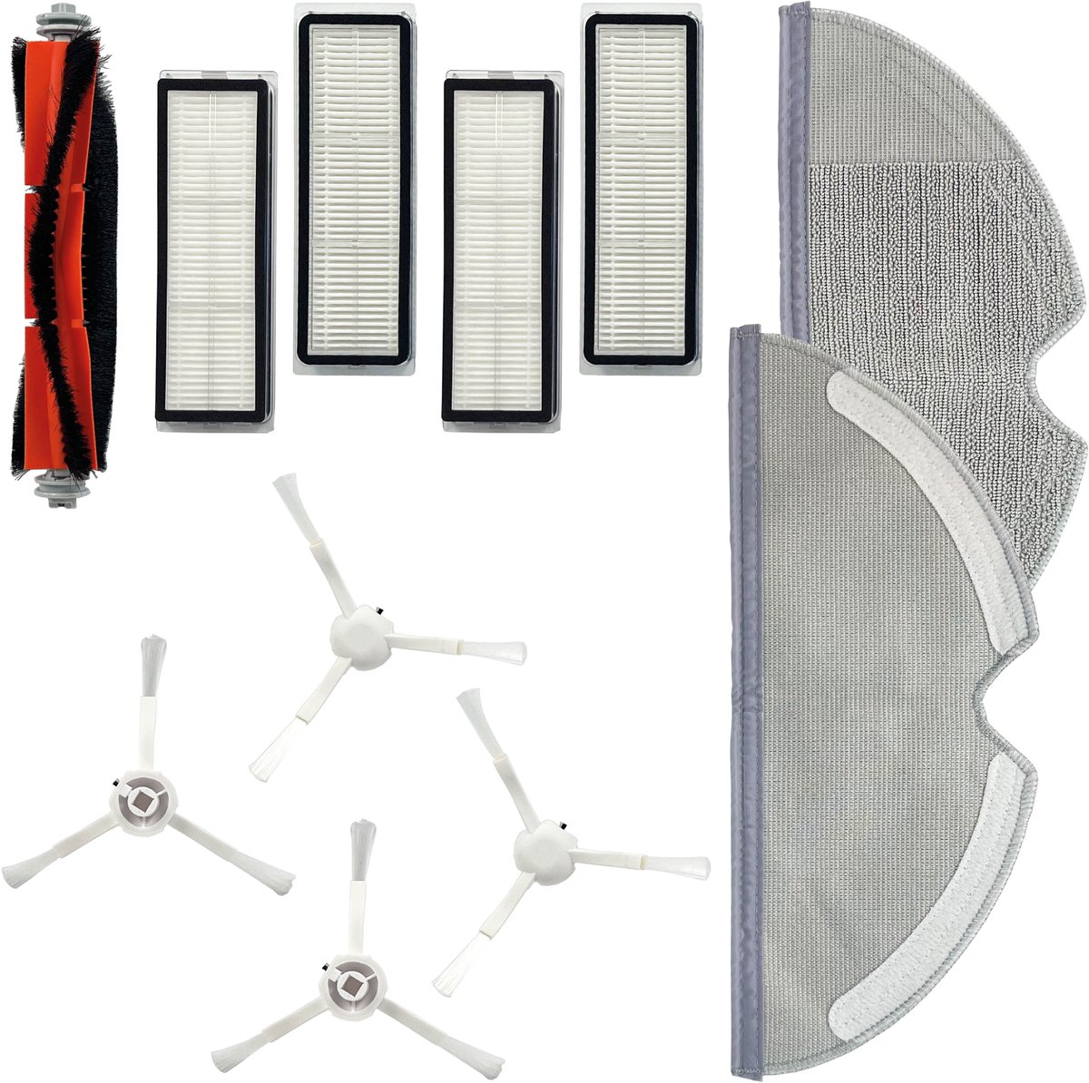 PARTS4® Robotstofzuiger vervangingsset geschikt voor Roborock C1 / XIAOWA LITE series | 11-delige set met middenborstel, zijborstel (4 x), HEPA filter (4 x), mop doek (2 x)