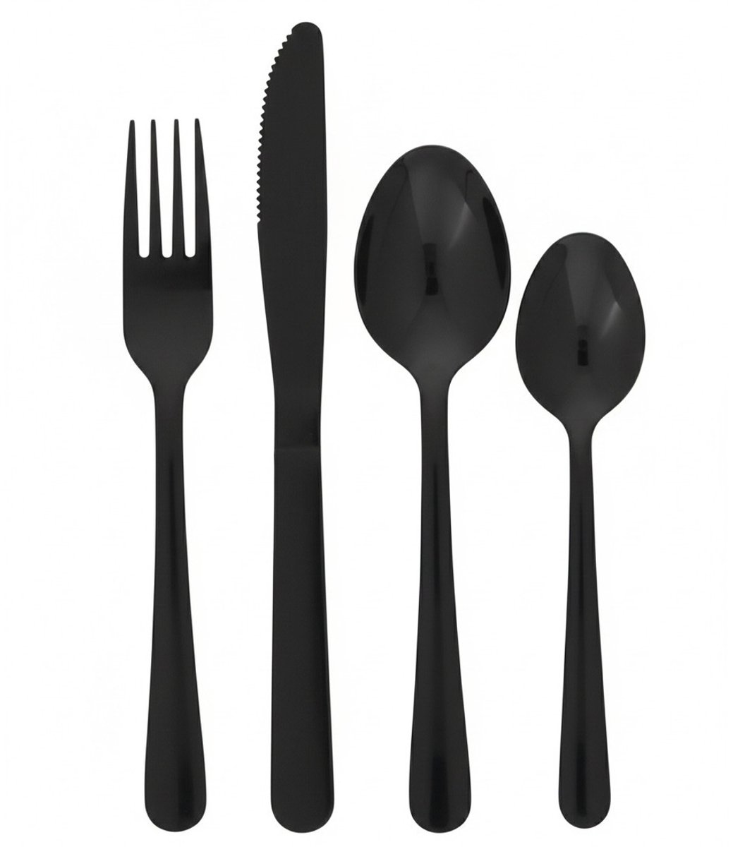 Home Deco Factory Bestekset - 32 delig - zwart - metaal - mat - 8 personen