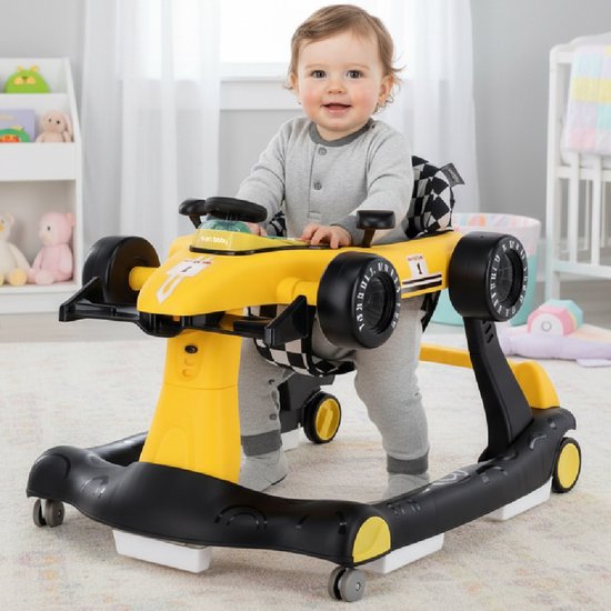 sun baby Loopstoel, baby walker vanaf 6 maanden, verstelbare hoogte, geluiden, lichten, spiegels - Geel — afbeelding 4