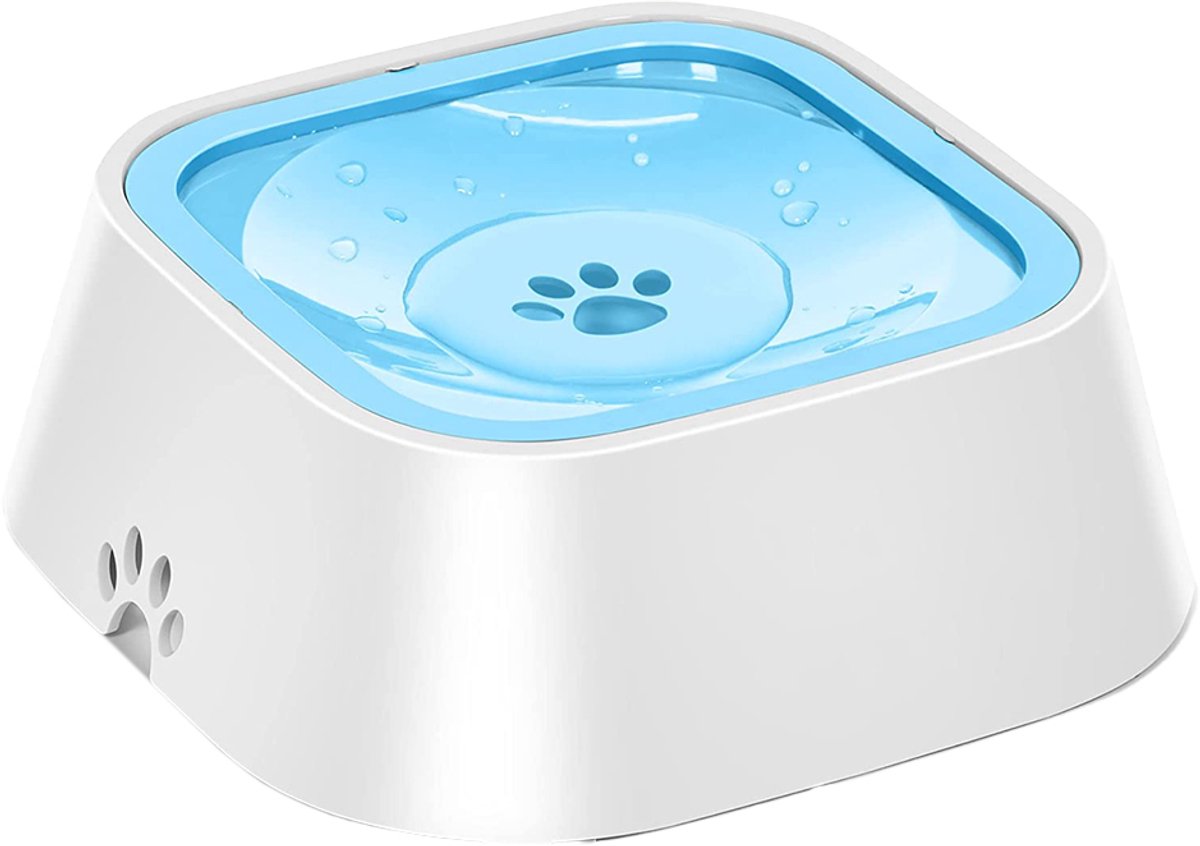 Gigicial Langzame Waterbak Voor Honden - Morsvrij Drinken - Dubbele Drijfplaat & Waterdichte Rand - 1 Stuk - Voor Grote Honden Blauw