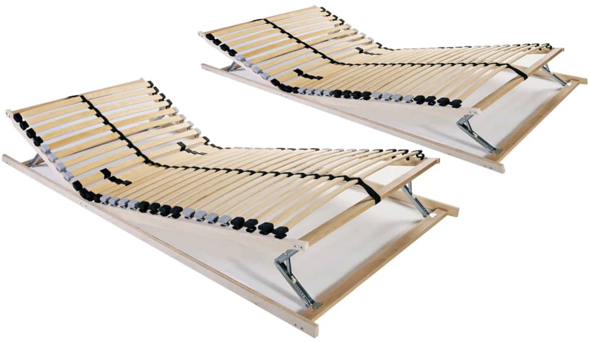 Eenpersoonsbed | Tienerbed | Volwassenenbed Lattenbodems 2 st met 28 latten 7 zones 90x200 cm