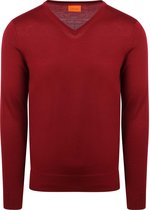Suitable Merino Pullover V-Hals Donkerrood - Maat M - Heren