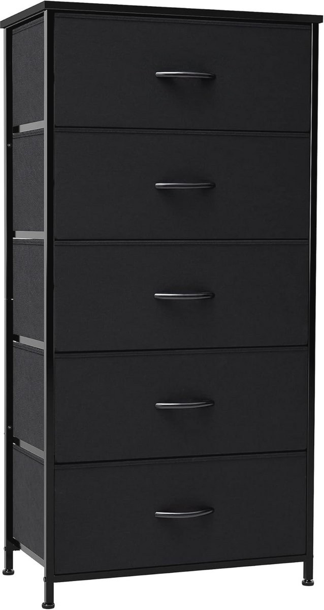 Verticale dressoir opbergtoren met stevige stalen frame en houten blad