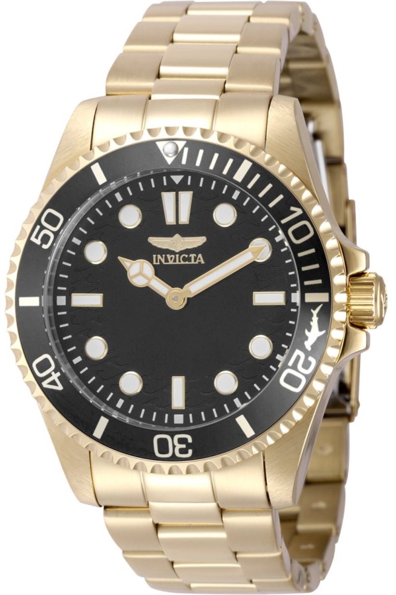 Invicta Pro Diver 49701 Heren Horloge - Waterdicht - Analoog - Quartz Uurwerk - Roestvrij Staal met zwarte Wijzerplaat - 43mm