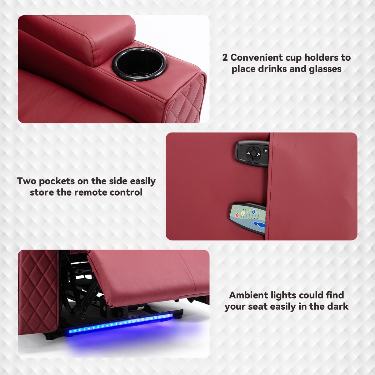 Relaxstoel Elektrische Ligstoel met LED Functie - Rood - afbeelding 3