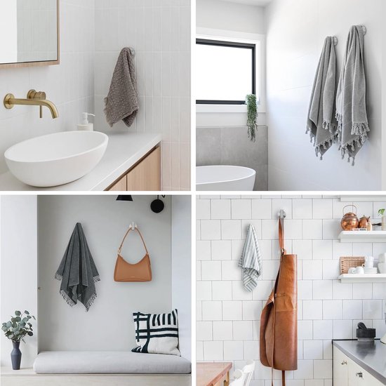 2 stuks badkamer handdoek haak, schroef in metalen kapstok haak geborsteld badjas haak SUS 304 roestvrij staal heavy duty deurhanger handdoek badjas (zilver
