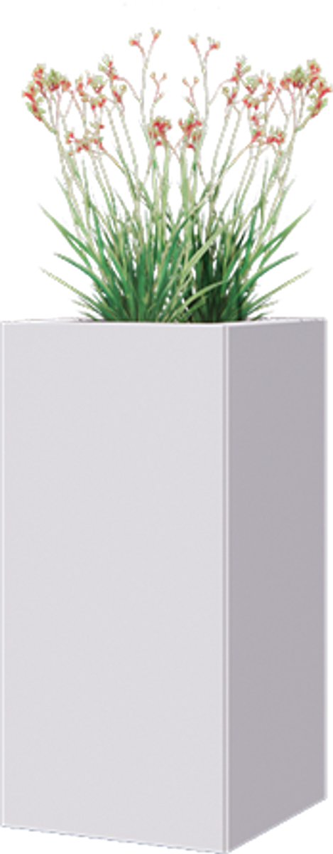 Gepoedercoat staal - plantenbak - Vierkant - 30x30x60cm - Wit - Met bodem - MySteel