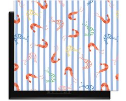 KitchenArt - Prawn Stripes - Inductie Beschermer - 65x52 cm - Kookplaat Beschermer - Luxe Afdekplaat Inductieplaat - Anti-slip & Oprolbaar - Beschermmat Inductiekookplaat