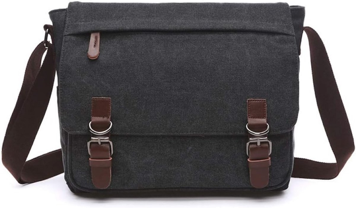 Stoere Canvas Schoudertas voor Mannen - Multifunctionele Laptop Tas en Schooltas